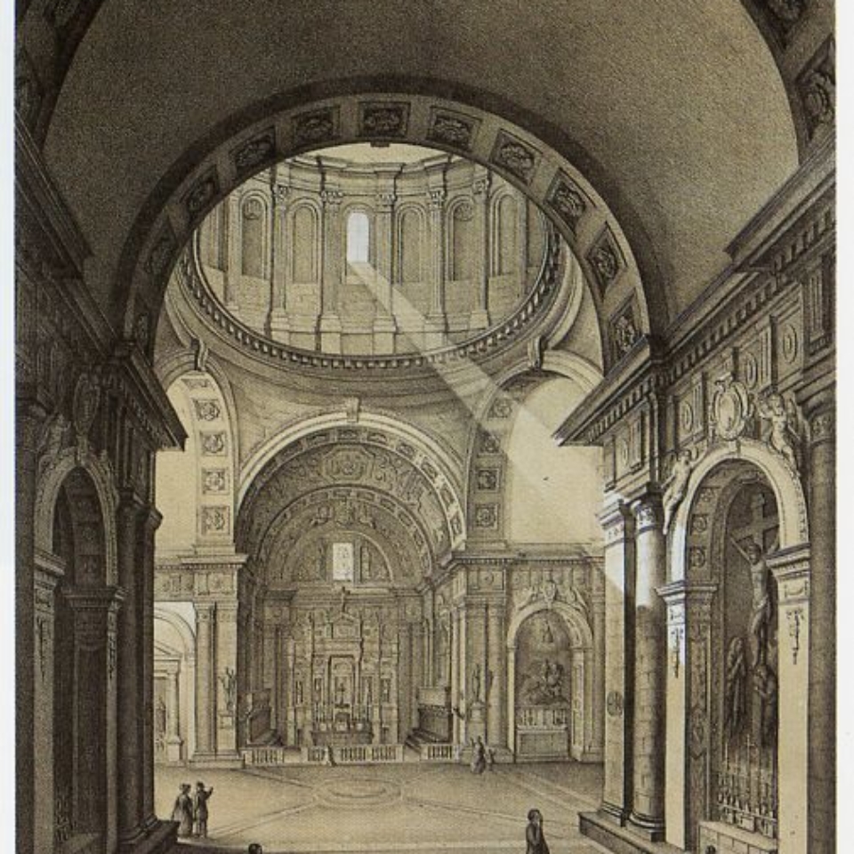 Ranieri Rossi, Interno di San Biagio (litografia)