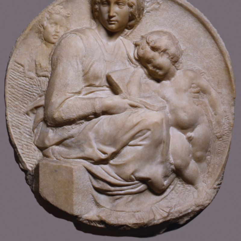 Michelangelo Buonarroti, Madonna col Bambino e San Giovannino (Tondi Pitti), Firenze, Museo Nazionale del Bargello – ph. A. Quattronew